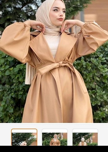 Drapeli Camel Renk Kadın Uzun Trençkot