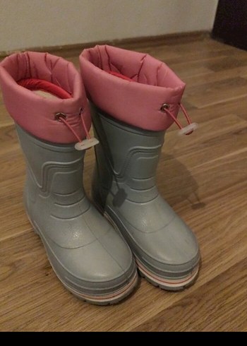 Kız Çocuk Gri Lastik Botlar Velcro