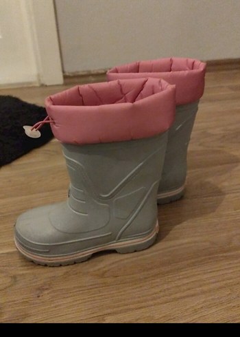 29 Beden Kız Çocuk Gri Lastik Botlar Velcro