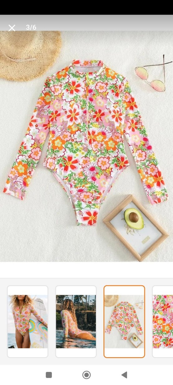 Uzun Kollu Bohem Çiçek Desenli Mayo - Görsel 2