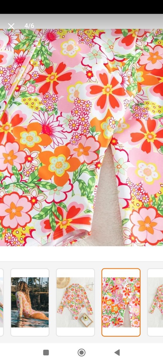 Uzun Kollu Bohem Çiçek Desenli Mayo - Görsel 4