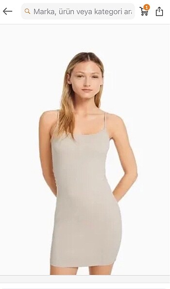 Bershka BERSHKA BEJ ELBİSE