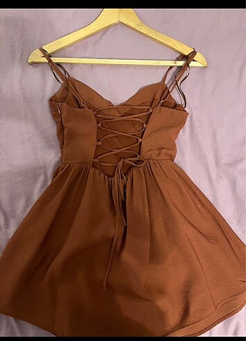 Bershka BERSHKA KİREMİT RENGİ KORSELİ ELBİSE