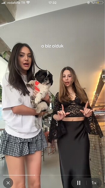 Pull and Bear PULL&BEAR kareli fırfırlı etek
