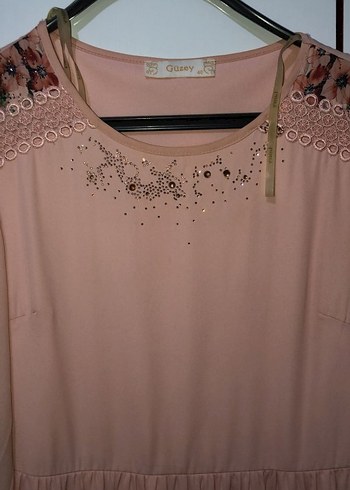 Yavruağzı Nakışlı Uzun Bohem Elbise - Görsel 2