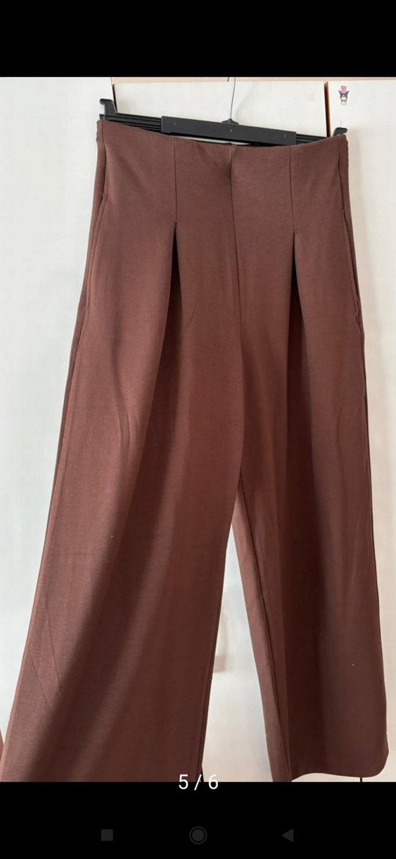 Kadın Kahverengi Keten Salaş Pantolon - Görsel 2