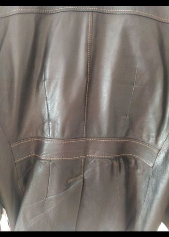 Kahverengi Deri Kadın Biker Ceket - Görsel 5