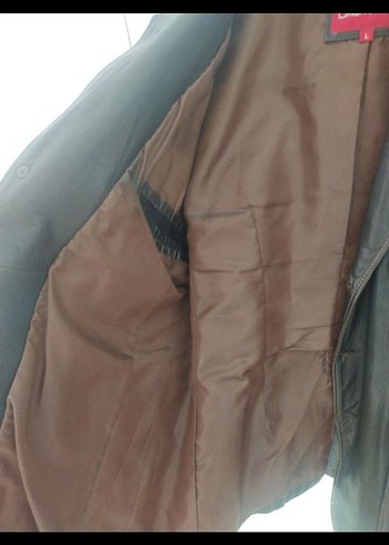 Kahverengi Deri Kadın Biker Ceket - Görsel 4