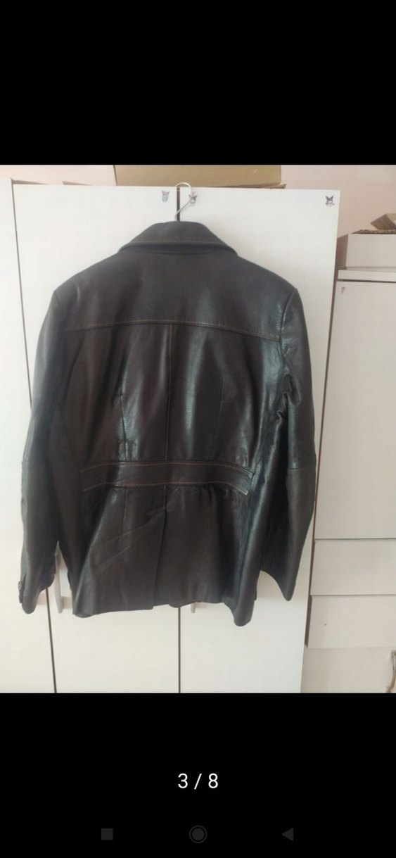 Kahverengi Deri Kadın Biker Ceket - Görsel 3