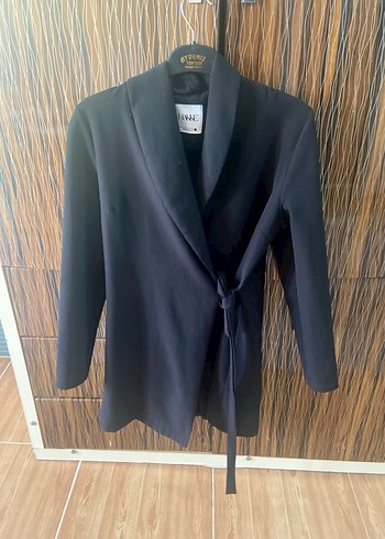 Siyah Uzun Kadın blazer ceket - Görsel 5