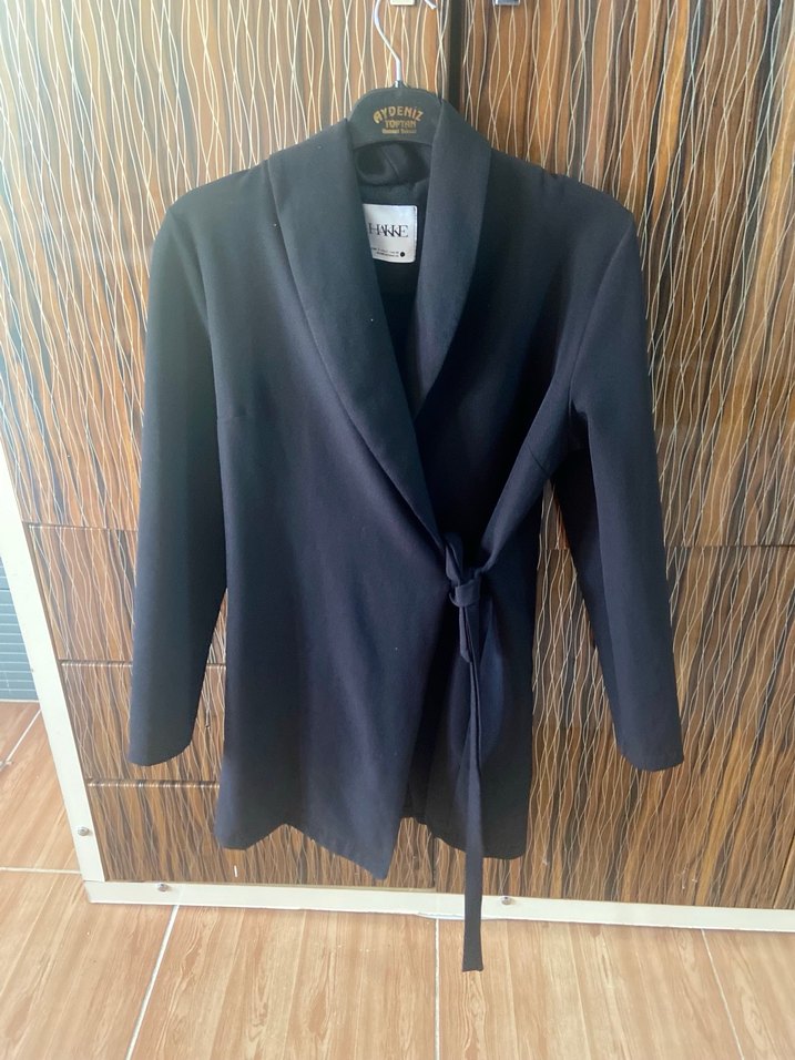 Siyah Uzun Kadın blazer ceket - Görsel 5