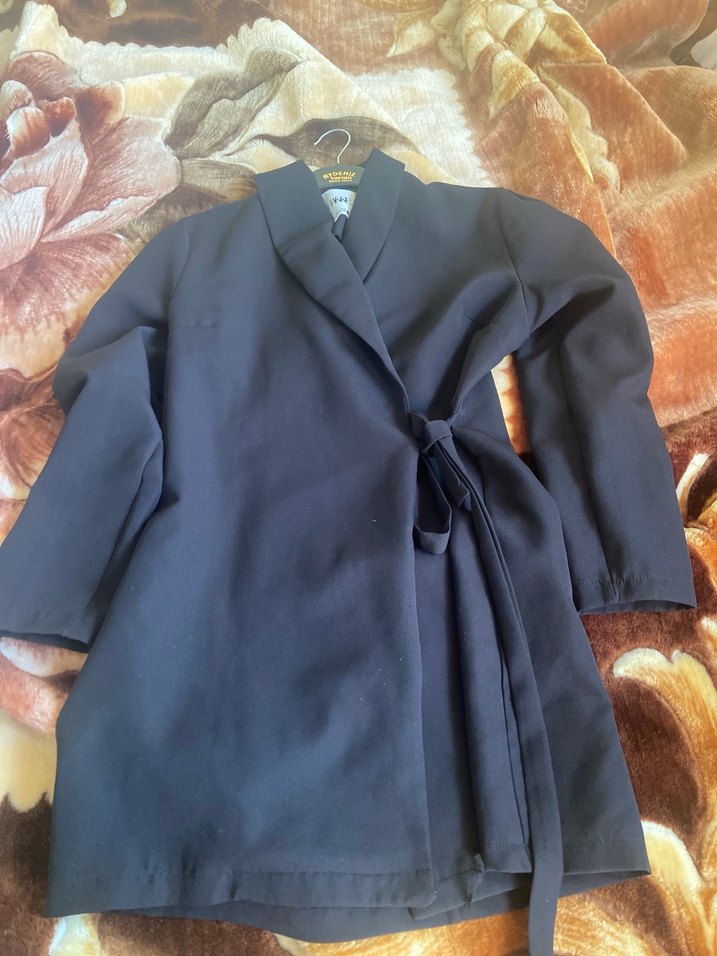 Siyah Uzun Kadın blazer ceket - Görsel 3