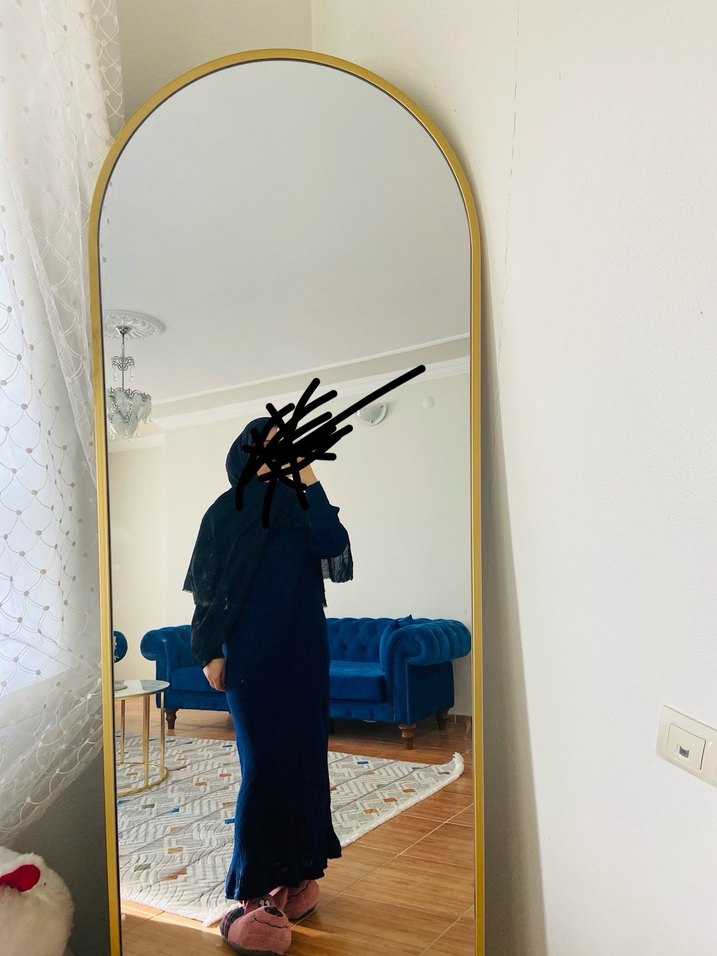 Lacivert Piliseli Uzun Elbise - Görsel 4