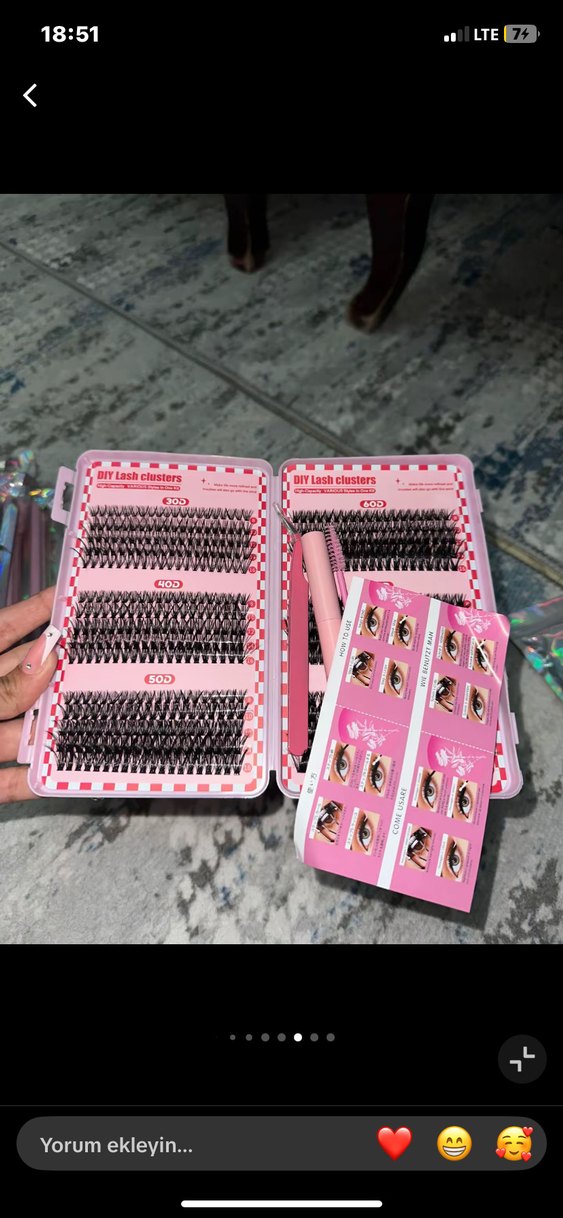 Pembe Takma Kirpik Seti ve Uygulama Araçları - Görsel 3