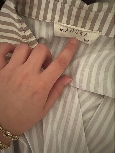 s Beden Manuka Oversize Çizgili Gömlek