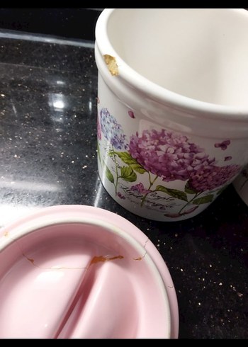 Pembe Kapaklı Çiçek Desenli Mutfak Kavanoz Seti - Görsel 8