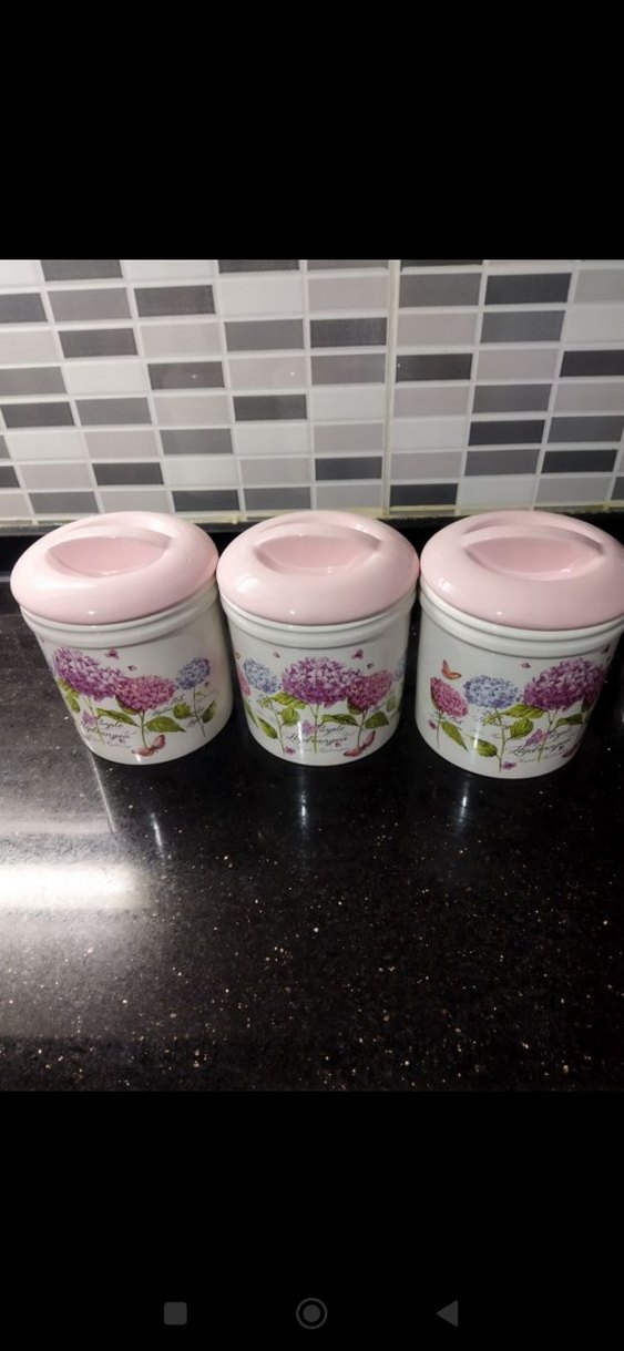 Pembe Kapaklı Çiçek Desenli Mutfak Kavanoz Seti - Görsel 5