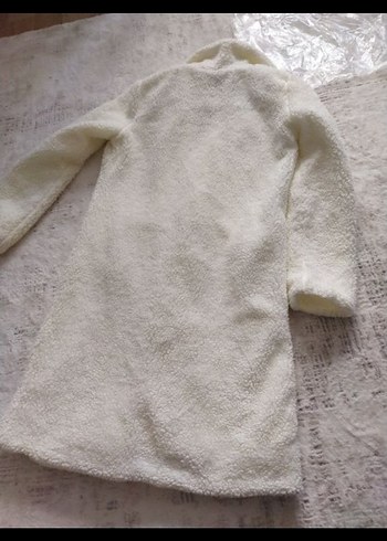 Beyaz Midi Boy Kürklü Kadın Kaban - Görsel 5