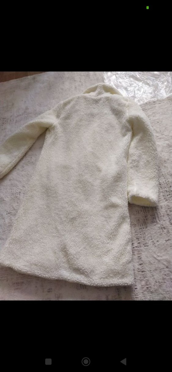 Beyaz Midi Boy Kürklü Kadın Kaban - Görsel 5