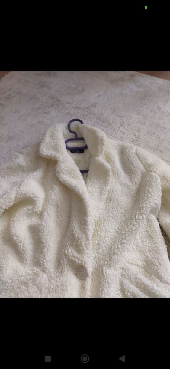 Beyaz Midi Boy Kürklü Kadın Kaban - Görsel 4