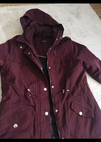 Bordo Düğmeli Midi Kadın Ceket - Görsel 5