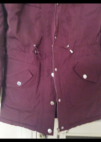 Bordo Düğmeli Midi Kadın Ceket - Görsel 2