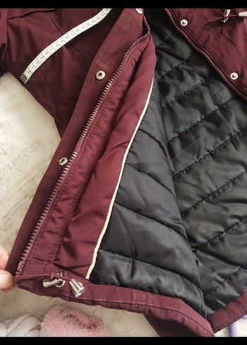 Bordo Düğmeli Midi Kadın Ceket - Görsel 6