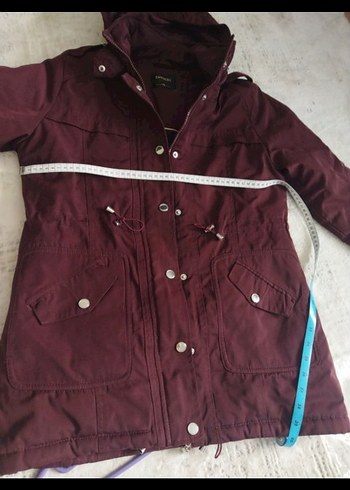 Bordo Düğmeli Midi Kadın Ceket - Görsel 7