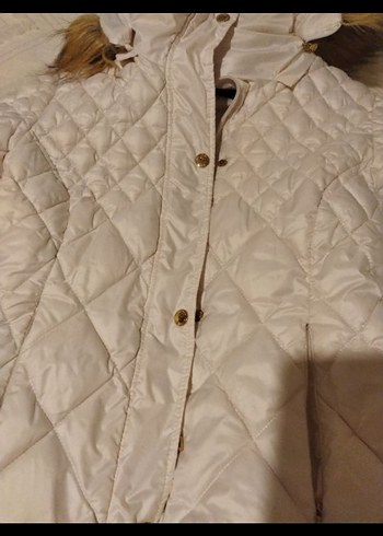 Kadın Beyaz Kürk Detaylı Kışlık Mont - Görsel 7