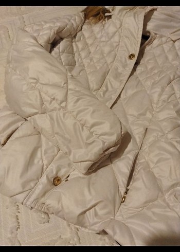 Kadın Beyaz Kürk Detaylı Kışlık Mont - Görsel 8