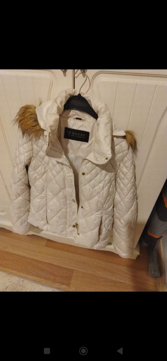 Kadın Beyaz Kürk Detaylı Kışlık Mont - Görsel 4