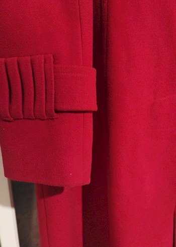 Kırmızı Uzun Kadın Kaban - Görsel 6