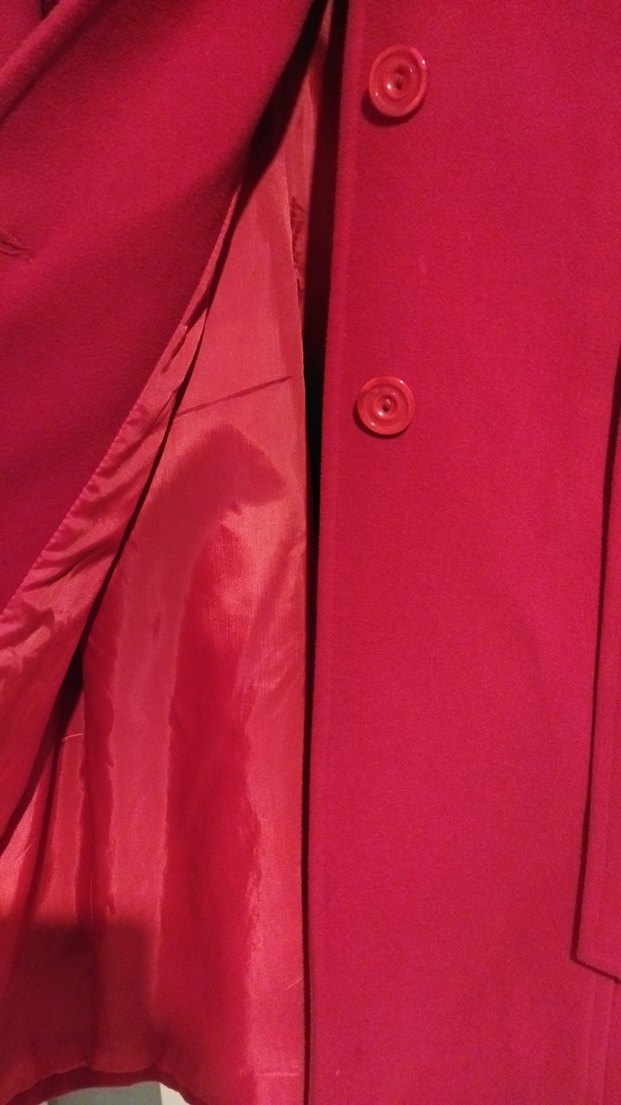Kırmızı Uzun Kadın Kaban - Görsel 4