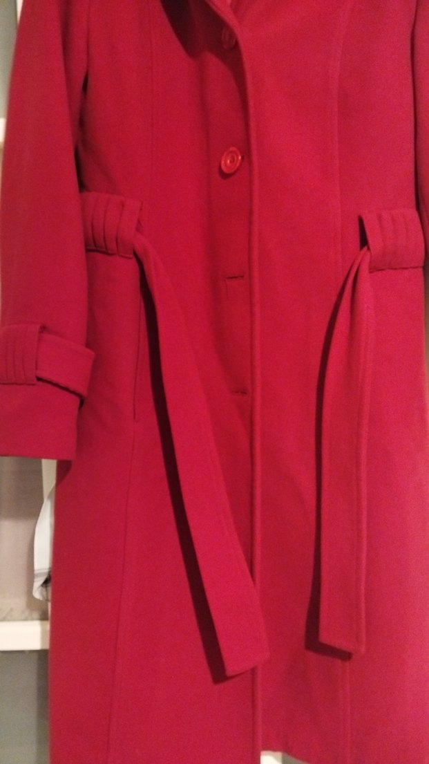 Kırmızı Uzun Kadın Kaban - Görsel 3