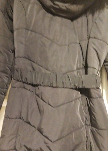 Kadın Siyah Kemerli Uzun Kış Montu - Görsel 5