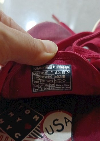 39 Beden bordo Renk Tommy hilfager Bordo Bağcıklı Kadın Günlük Spor Ayakkabı