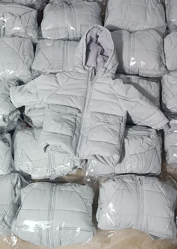 5 Yaş Beden Kapüşonlu Gri Erkek Çocuk Mont