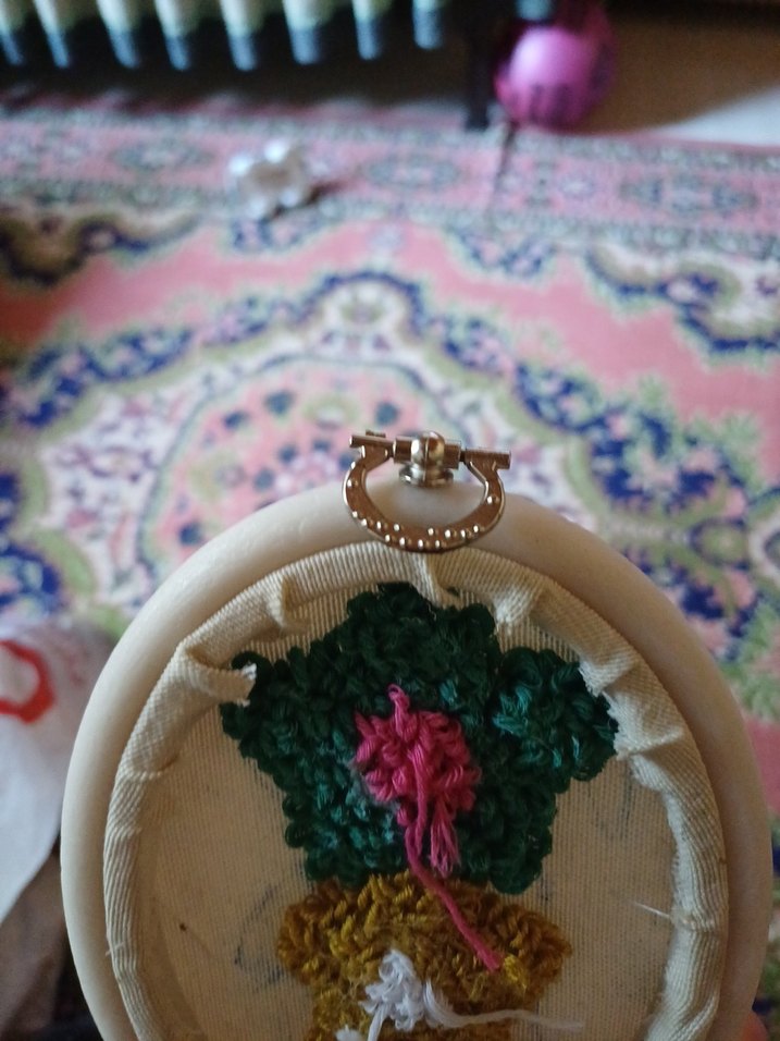 Bohem El İşi Nakışlı Çiçekli Dekoratif Çerçeve - Görsel 2