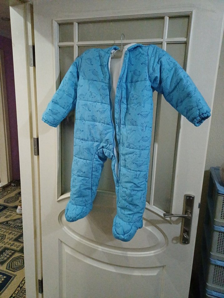 Mavi Bebek Polar Tulumu Kapüşonlu - Görsel 3