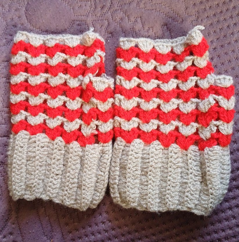 Renkli Örgü Parmaksız Kadın Eldiveni - Görsel 2