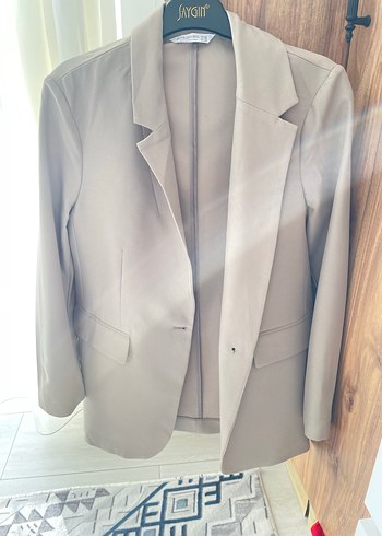 xs Beden camel Renk Stradivarius Bej Dökümlü Mini Blazer