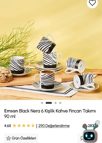 Emsan Black Nera 6 Kişilik Kahve Fincan Takımı 90 ml