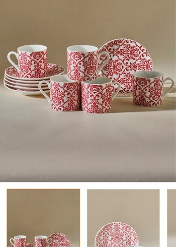 Karaca Karaca Red Velvet 6 Kişilik Kahve Fincanı Seti 90 ml