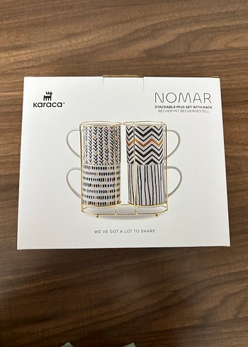  Beden beyaz Renk Karaca Nomar 5 Parça Standlı Porselen Kupa Seti 320 ml