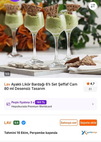Lav 6'lı Ayaklı Likör Bardağı Seti 80 ml