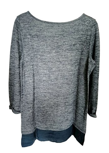 Gri Kadın Triko Uzun Kollu Salaş Kazak - Görsel 3