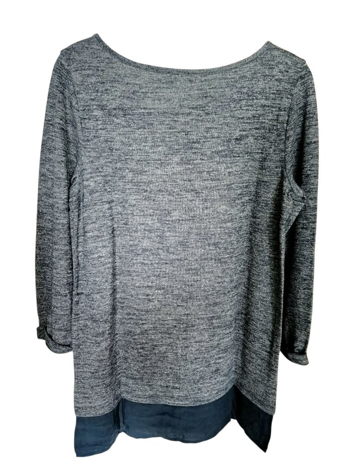 Gri Kadın Triko Uzun Kollu Salaş Kazak - Görsel 3