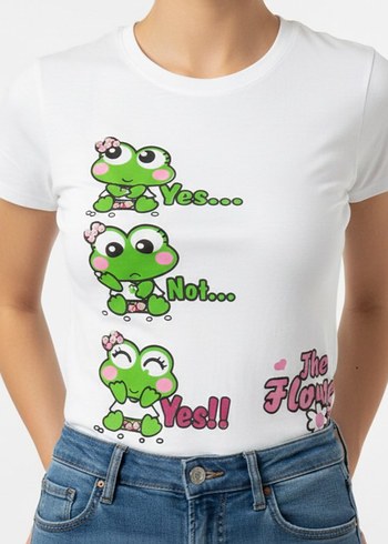 Beyaz Baskılı Tişört sıfır - Görsel 2