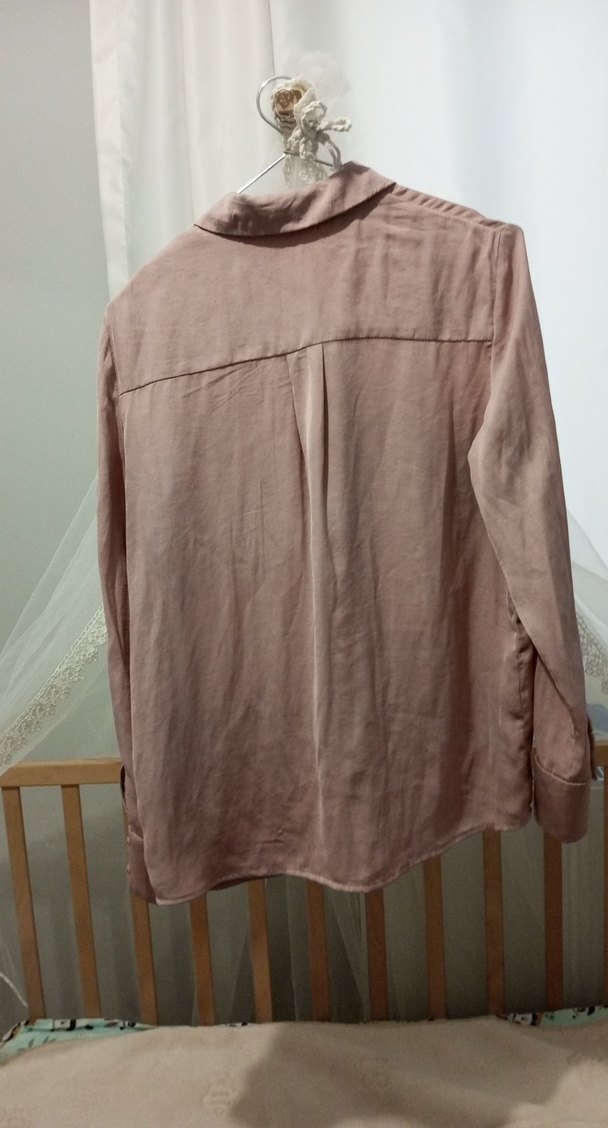 Bej Keten Kadın Bluz, Fırfırlı, Uzun Kollu - Görsel 4