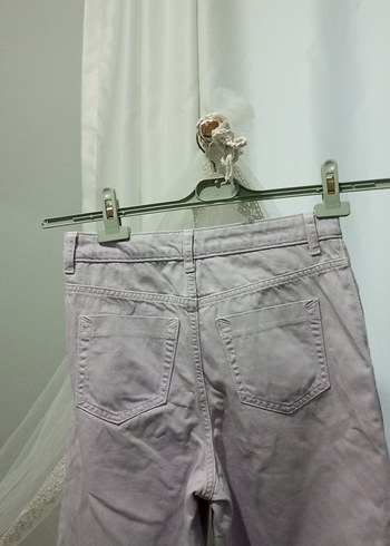 lila Renkli Rahat Kesim Kadın Kot Pantolon - Görsel 5